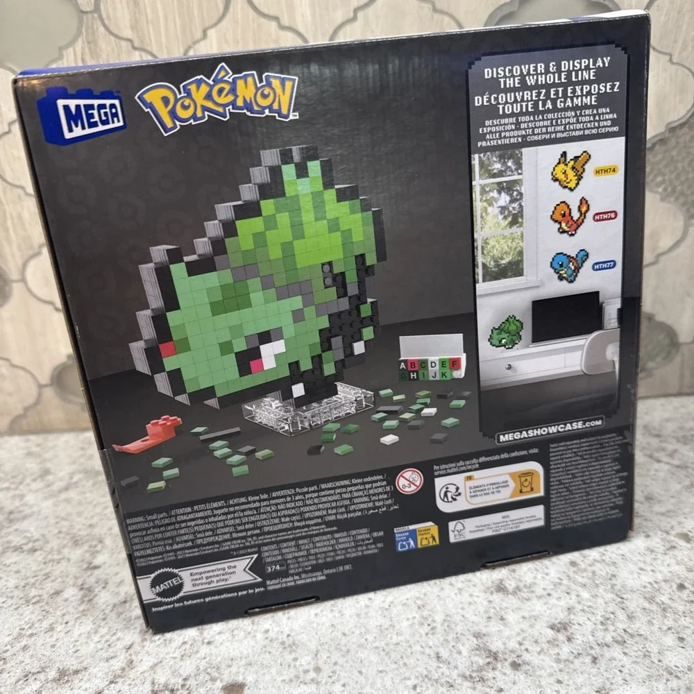 MEGA Pokemon Bulbasaur Pixel‎ Art W/stand Building Kit - 374 pc - 13+ NIB Sealed